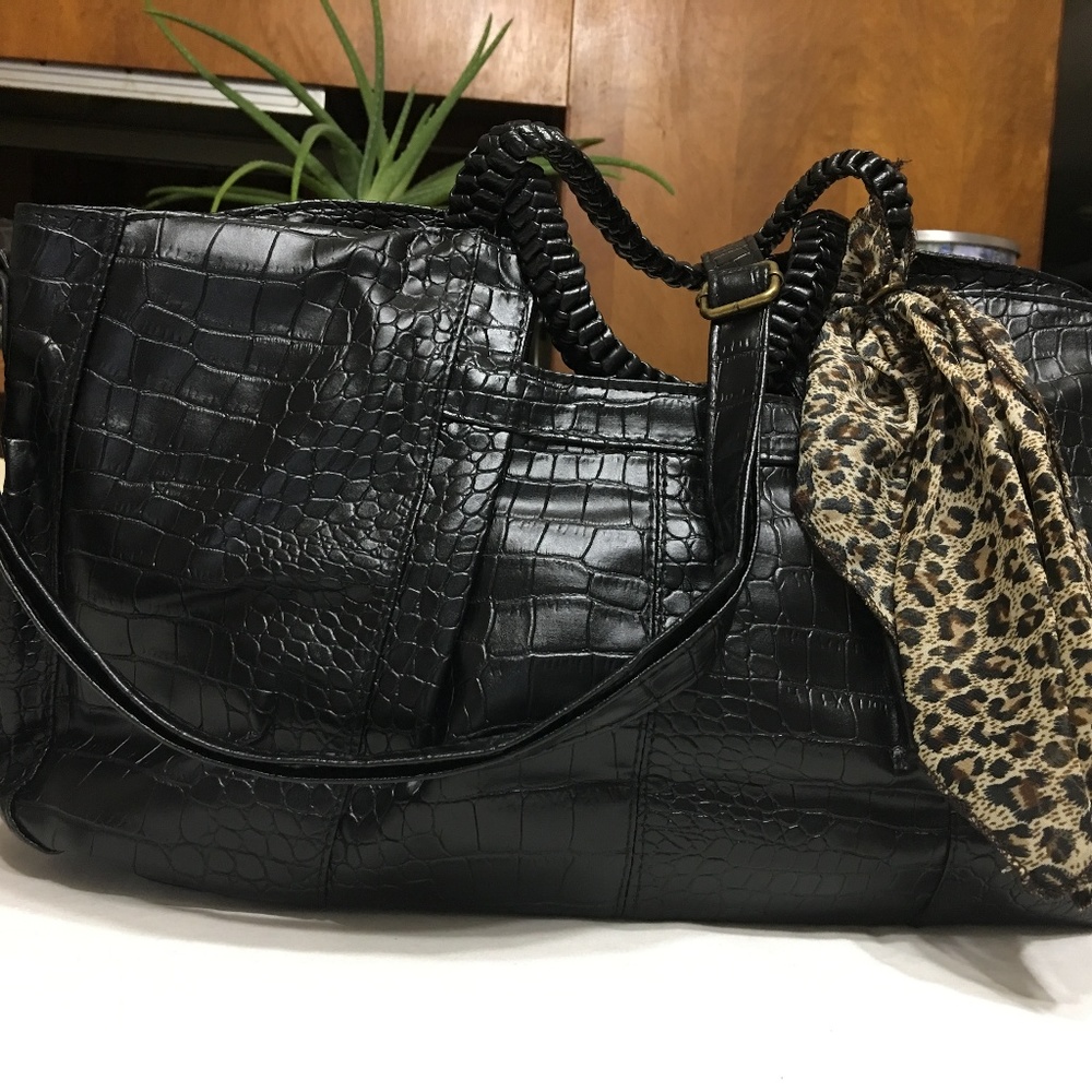 Casual Handbag, PU Leather Alligator Pattern Hobo